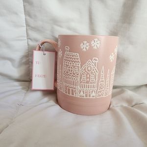 Pink Christmas Holiday Village Mug